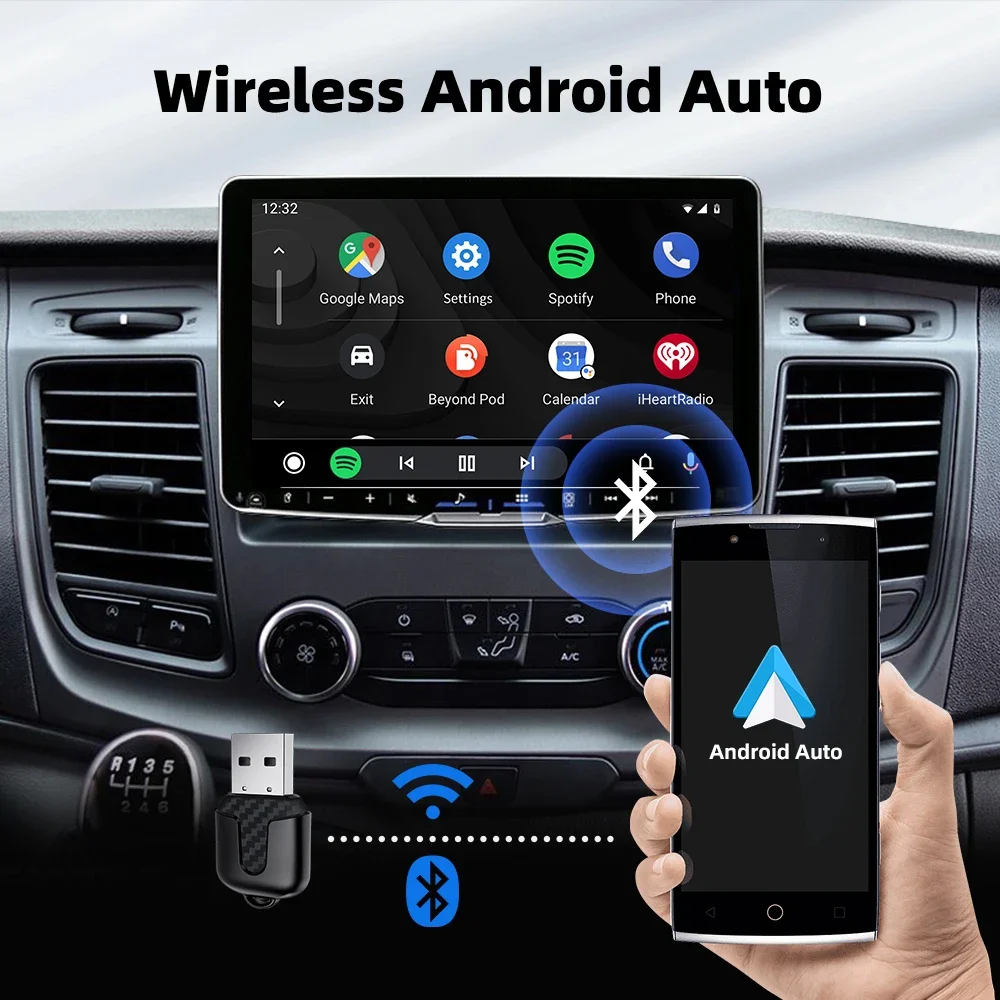 Qzonnect 2025 Adaptador inalámbrico CarPlay Android Auto Ultracompacto 5GHz WiFi Bluetooth 5.0 Control de voz para coche con cable