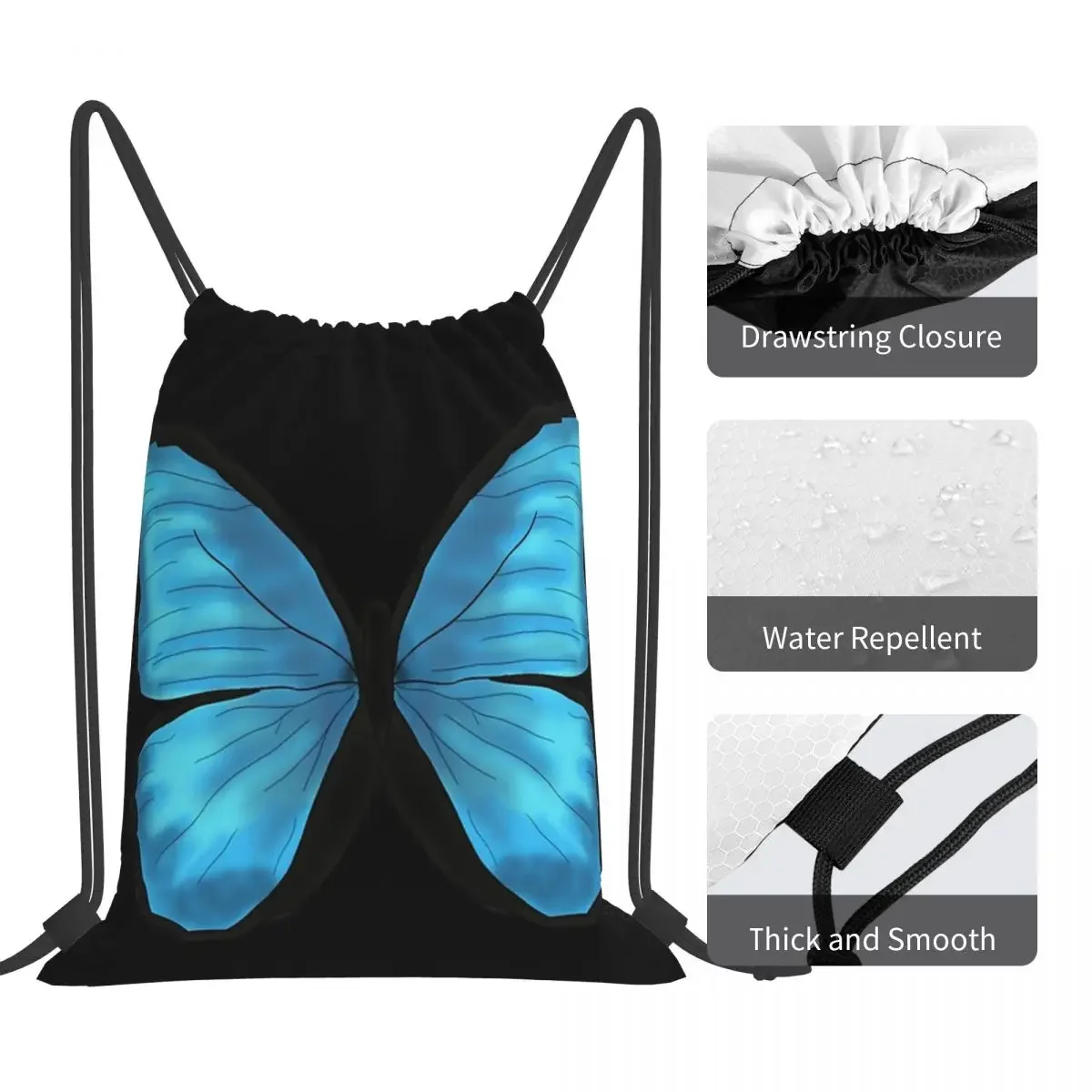 Blue Butterfly - Life Is Strange Backpacks Casual Portable Drawstring Bags Drawstring Bundle Pocket BookBag For Travel Students