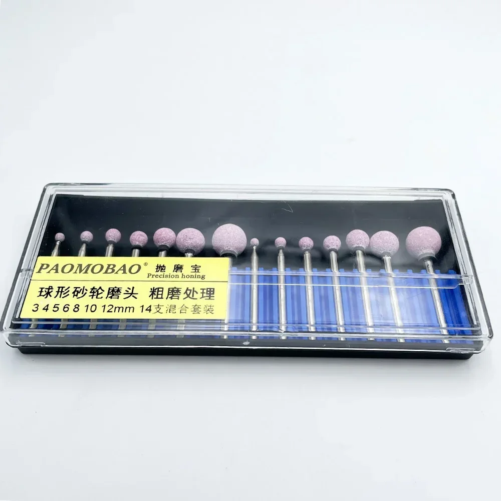 Mixed Set Shank 3.0mm White/Pink/Blue Chrome Corundum Vitrified Grinding Heads Rubber Mounted Points Felt Bobs for Polishing