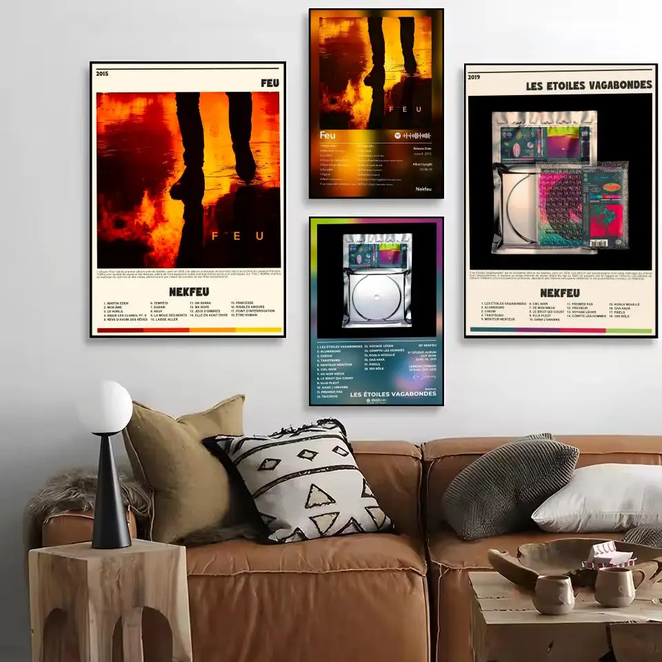 Pop Singer N_Nekfeu Album HD Linen Canvas Poster Wall Art Prints for Living Room Bedroom Office Home Decoration Gift