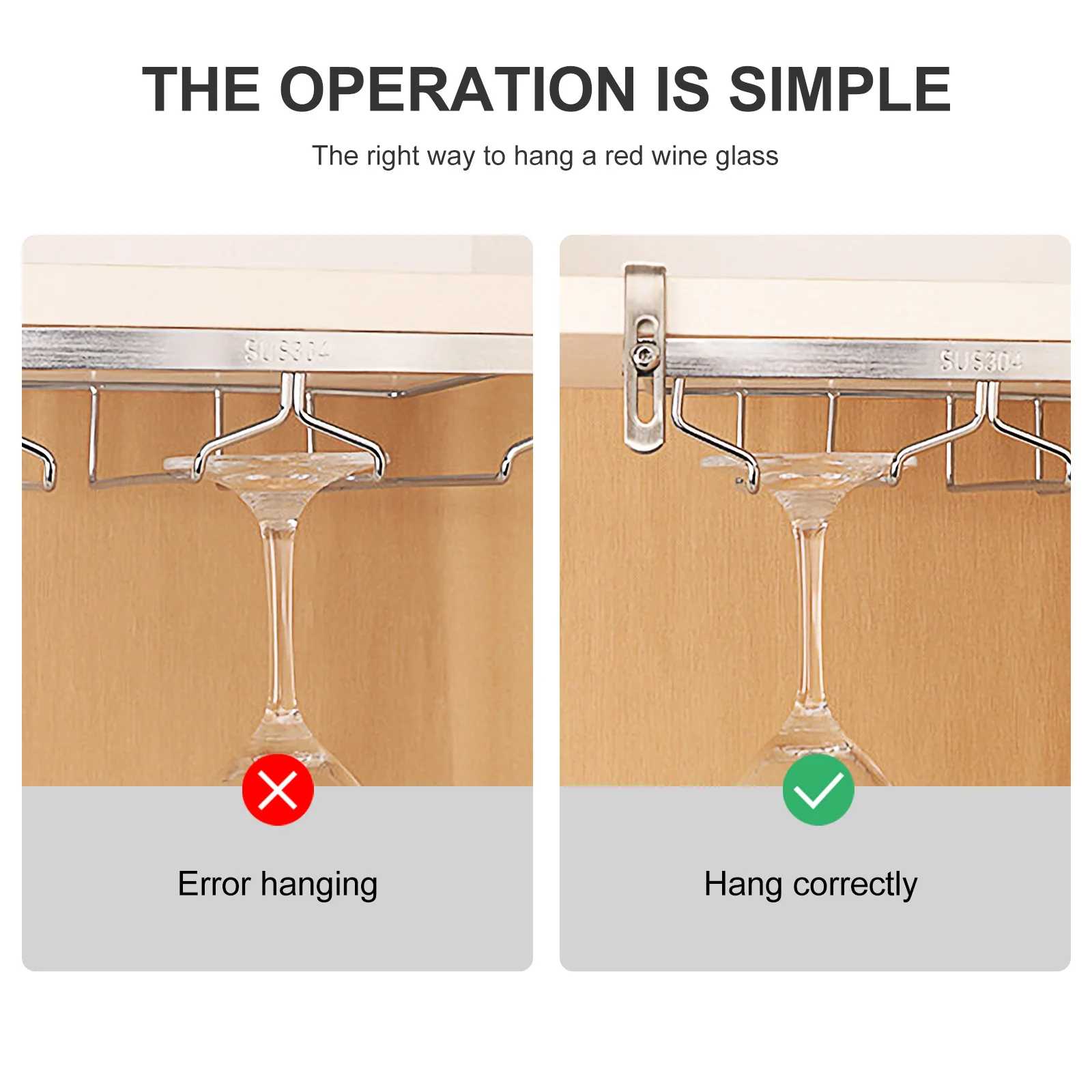 

1Pcs Stainless Steel Wine Glass Holder Double Rows Space Saving Stable Hanging Rack Adjustable Storage for Wine Bottles Goblets