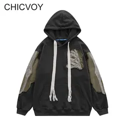 Chicvoy Gothic Y2K Unisex Grunge Oversized Hoodie Sudaderas Jacket Streetwear Zip Up Sweatshirt Pullover Harajuku Retro Hoodies