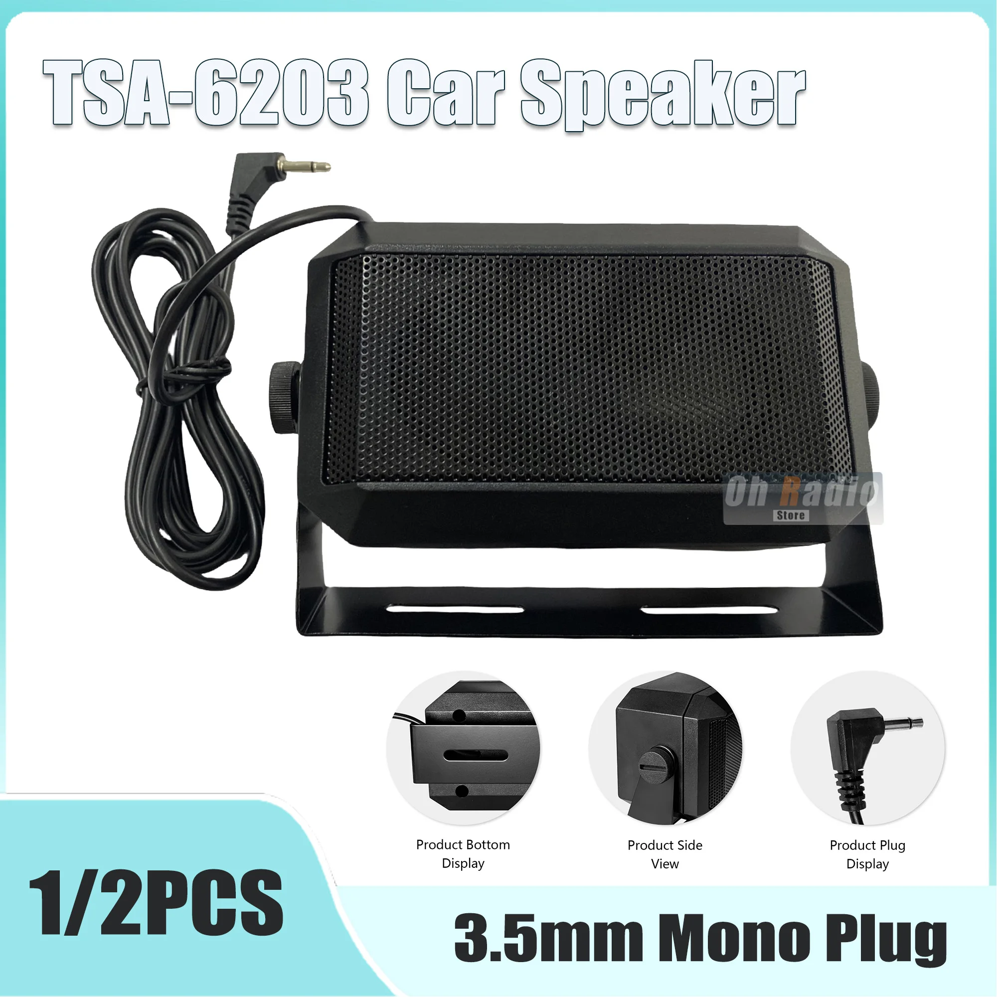 

TSA-6203 Car Radio External Speaker For Ham Radios Mobile Transceiver 3.5mm Plug 5Watt High-quality Speakers Clear Sound Quality
