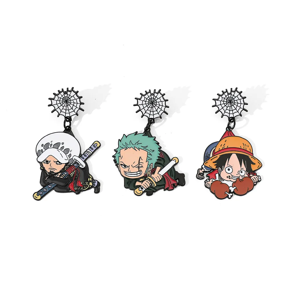 Anime One Piece Cartoon Q-Figuren Broschen Mütze Luffy Zoro Sanji Figuren Abzeichen Peripherie-Dekoration Fangeschenke