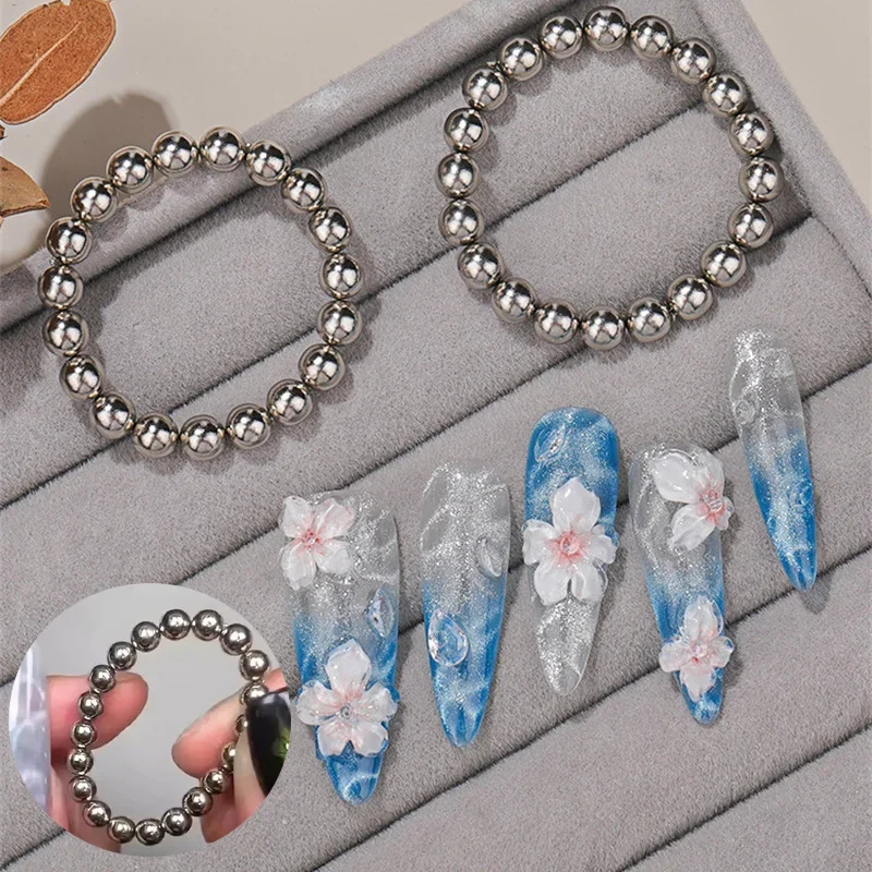 

5mm Round Magnetic Beads for Nail Art Water Ripple Cat Eye Magnetic Gel Magnet Beads 60/40/20Pcs Magnet Balls Nail Salon Tools