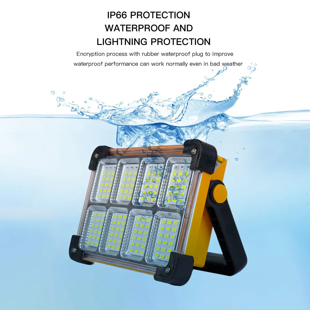 100W USB Rechargeable LED Solar Flood Light Emergency Light Strong Light Portable Camping Tent Lamp Work Repair Lighting