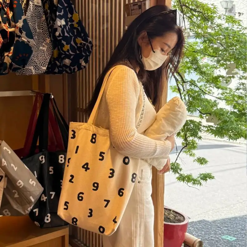 

New Model Printing Number Canvas Bag Large Capacity Multi-Functional Crossbody Bag Handbag Shopping Bag Shoulder Bag