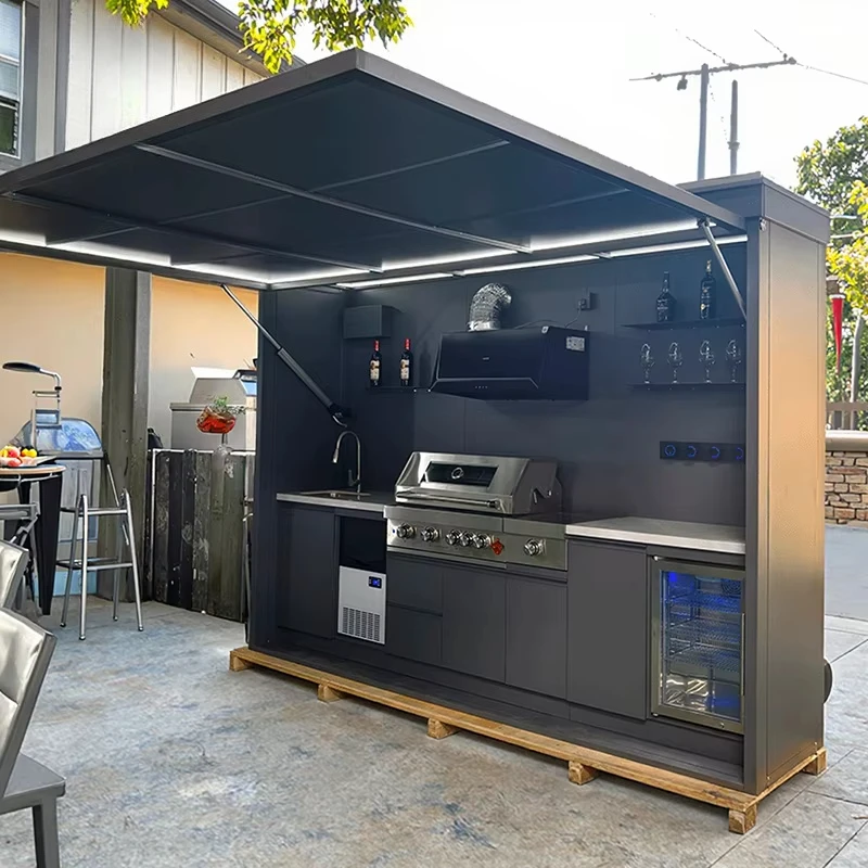 Modern Stainless Steel Outdoor Kitchen Cabinet New Design Waterproof and Fireproof with Zero Formaldehyde for BBQ Grills