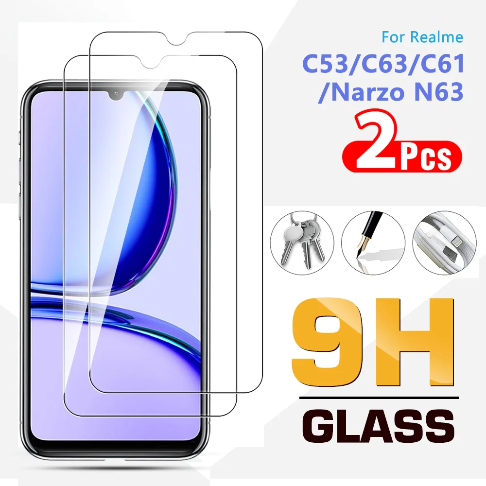 2pcs screen protector For Realme C53 tempered glass realmeC 53 63 61 Narzo N63 NarzoN63 Front film realmi C53 61 C63 N63 6.75