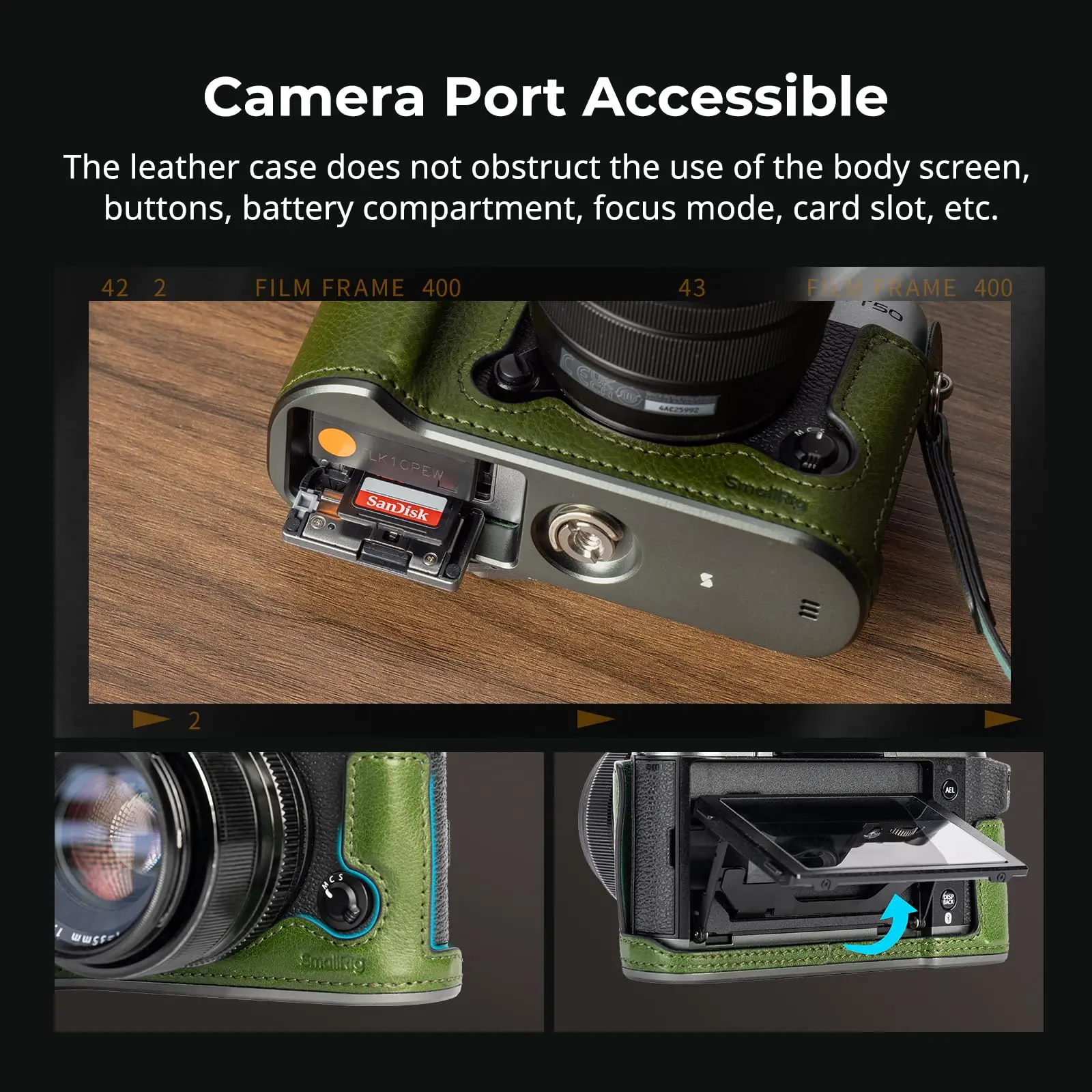 SmallRig 4711 X-T50 Half Leather Case Kit with Shoulder Strap Retro Style Leather Camera Half Leather Case for FUJIFILM X-T50