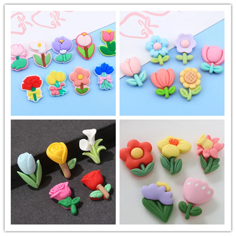 

100/200pcs Resin Flat Back Flowers Cabochon Scrapbook Kawaii DIY Headwear Embellishments Accessories