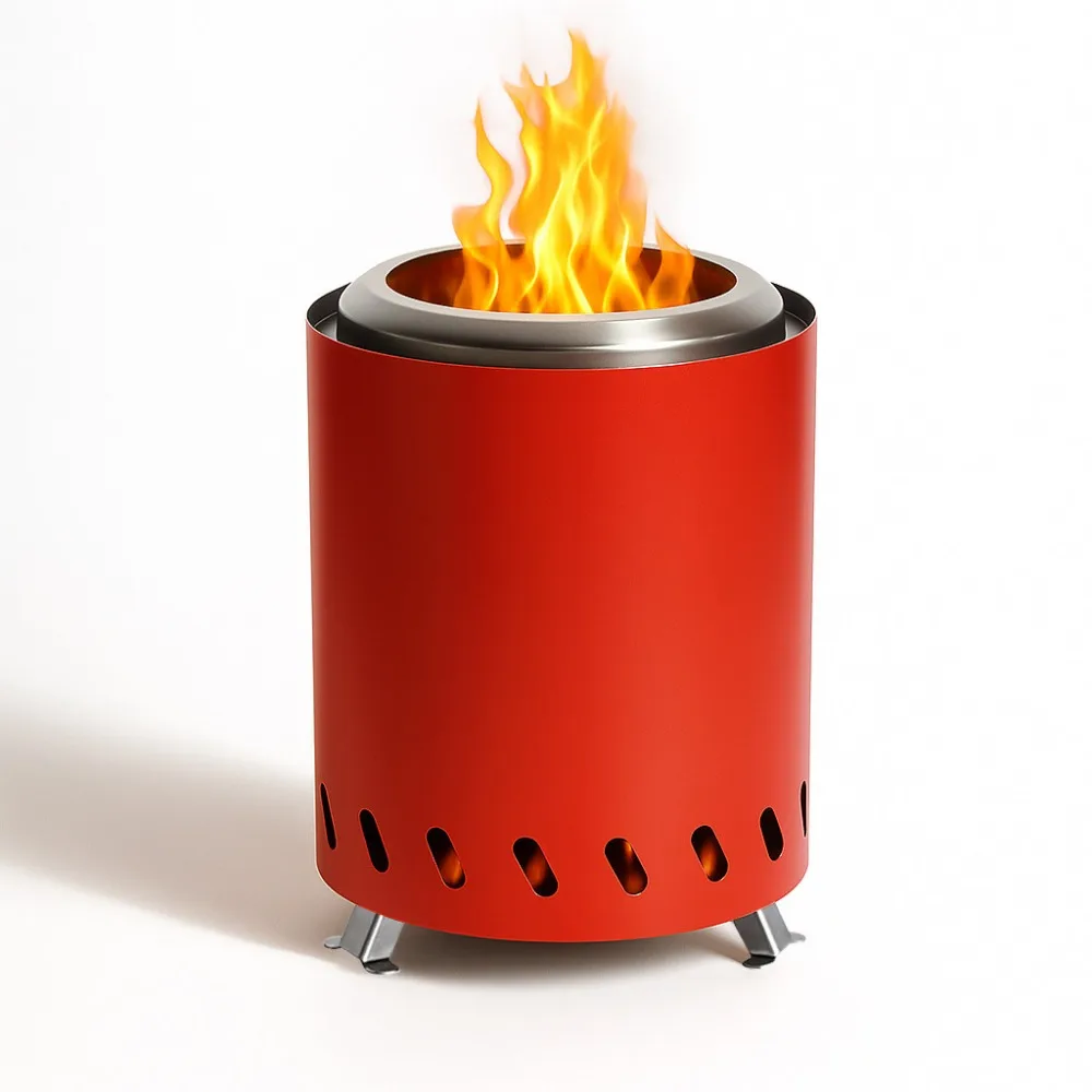 Stainless Steel Camping Wood Stove with Secondary Combustion, Smokeless Campfire Furnace for Outdoor Picnic, Backyard Barbecue