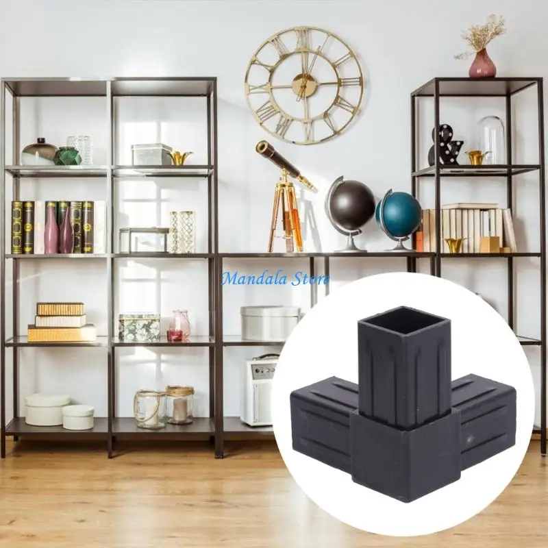 U2JC 8pack Strong Black Plastic Square Pipe Connector Heavy Type Square Pipe Fittings for Modular Shelving Units