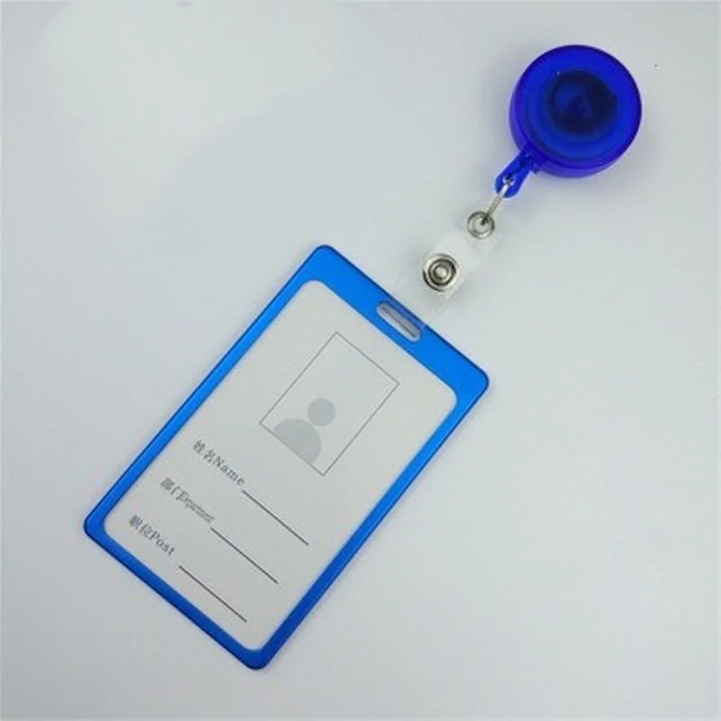 Vertical Staff Employee Pass Work Card Holder Aluminum Alloy ID Tag with Retractable Badge Reel Identity Tag Bus Card Sleeve