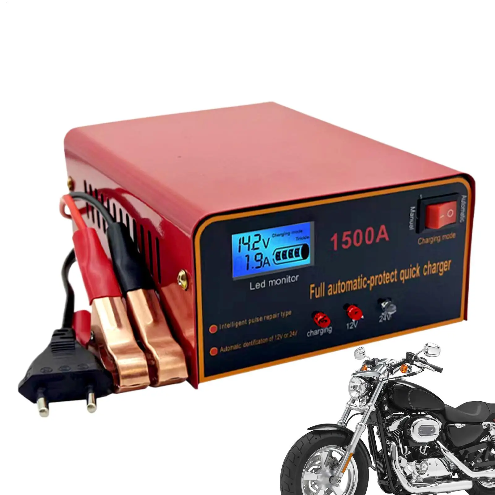 

Car Battery Charger Trickle Charger for Car Battery Fast Charging Portable Compressor Safety Protection for RV Tractor Marine