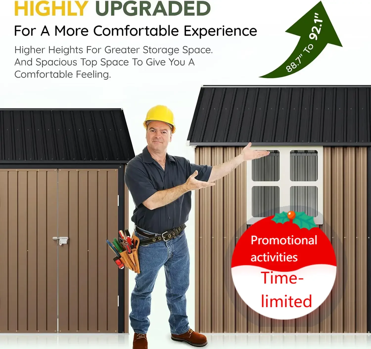 

Горячая распродажа: Уличный стальной сарай 8x10 футов с прозрачным окном, запираемыми дверями, устойчивый к непогоде, металлический сарай для инструментов для сада