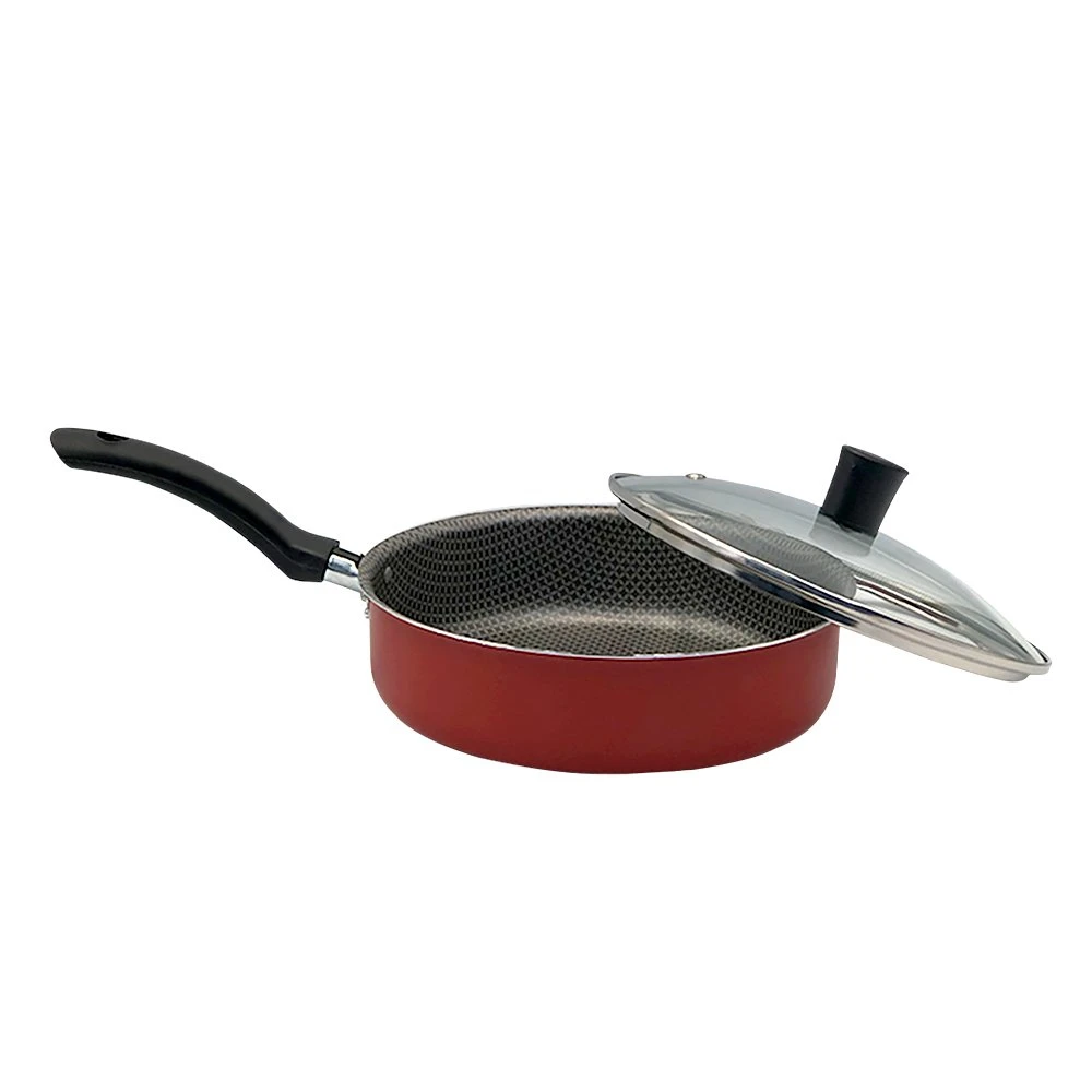 Enjoy straight 24cm Frying pan with glass lid and handle-Red