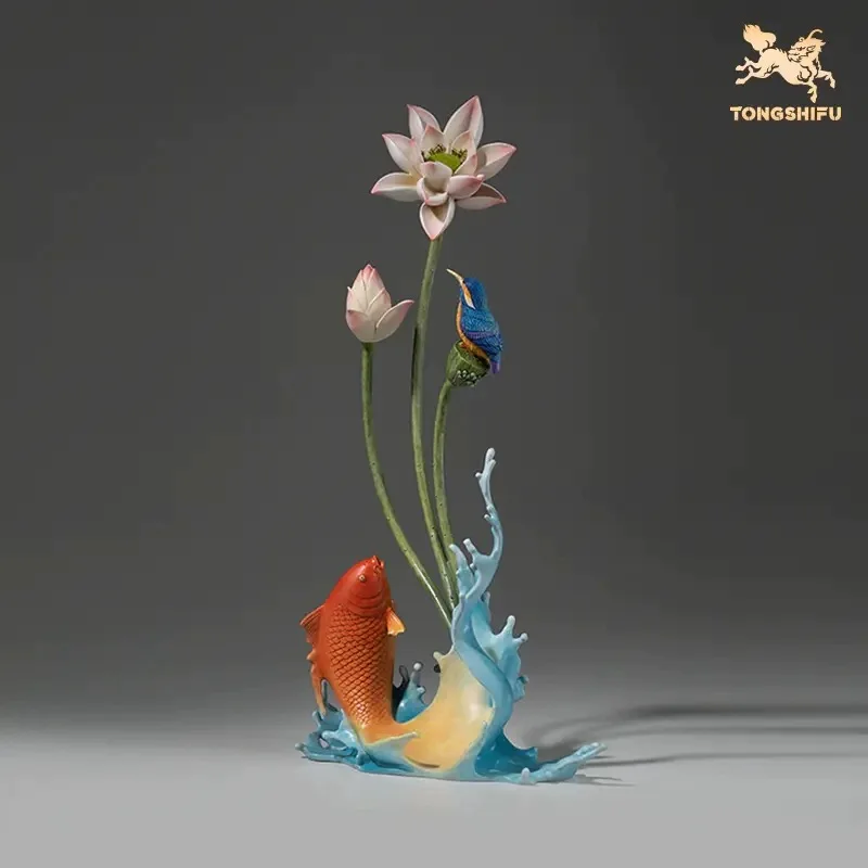 60cm large Limited Edition home decor TOP ART copper carving decorative art LIAN NIAN YOU YU good luck Auspicious decoration
