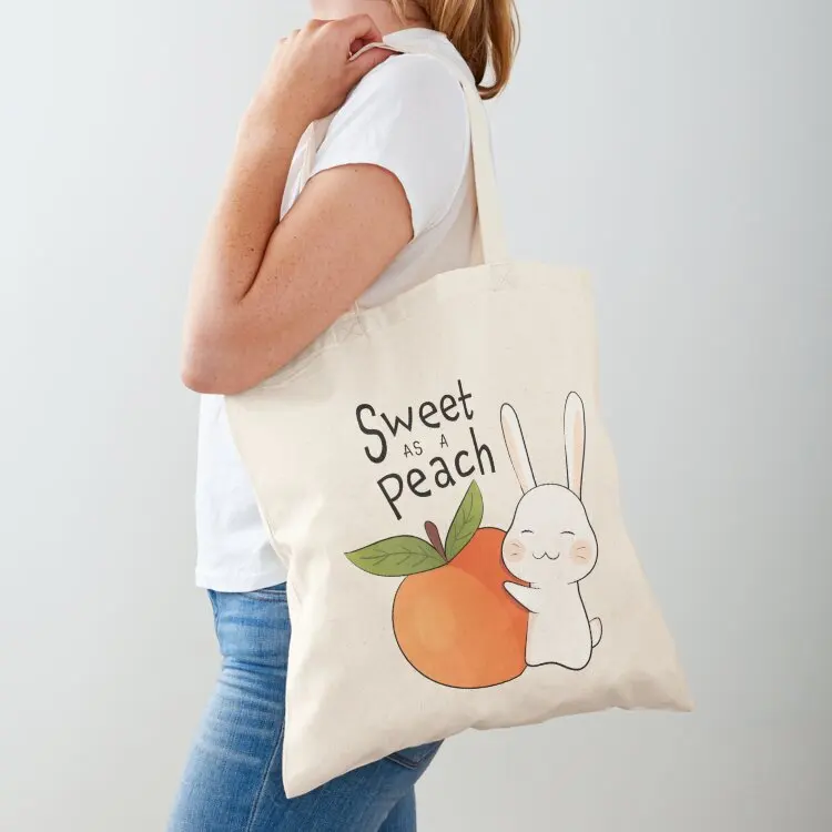 Sweet as a Peach Bunny Tote Bag Big bag women Shopping bags Big bag