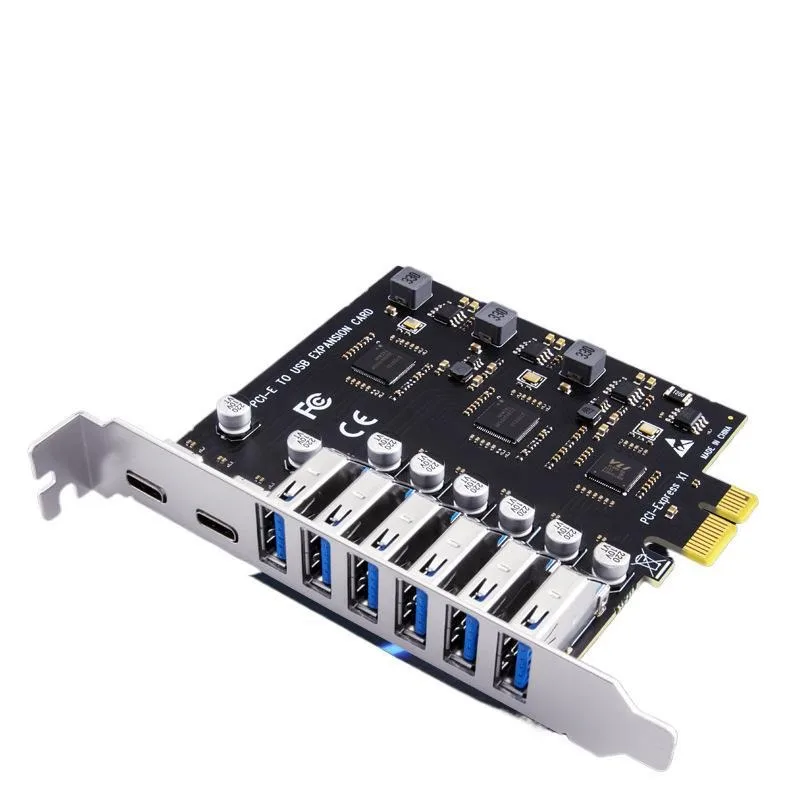 New desktop computer USB 3.2 expansion card - 8-port adapter card, PCI-E to USB 3.2 Type C, front 19-pin interface