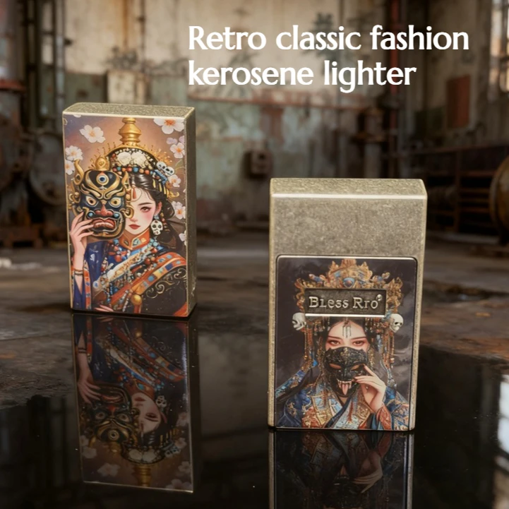 

Retro Crisp and Fashionable Lighter with Open Flame Ignition Device High-end Men's Business Lighter Cigarette Accessories