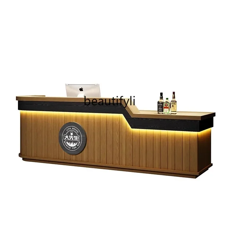 Retro Style Bar Counter Bistro Restaurant Cashier Desk Billiard Hall Reception Corner Furniture Vintage Design