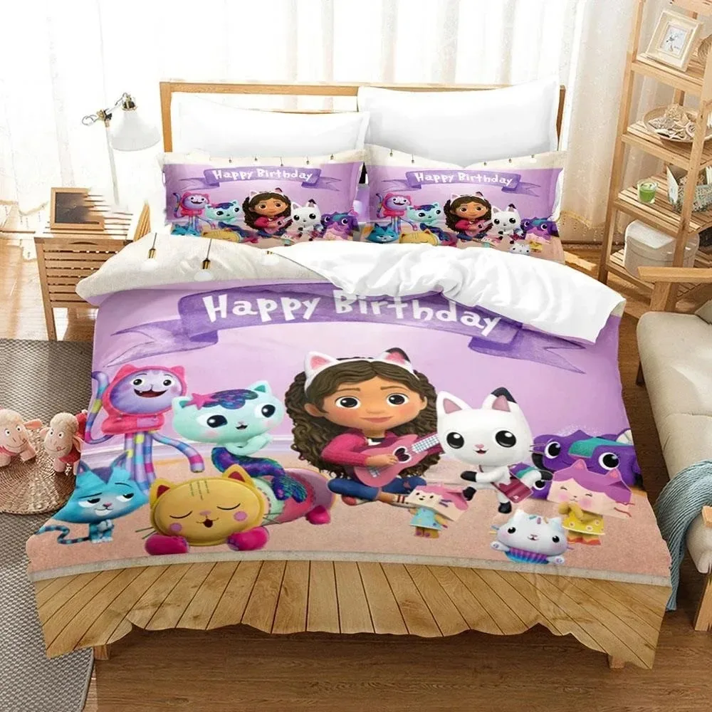 Gabby Dollhouse Bedding Set 3D Printed Cartoon Duvet Cover Double Twin Full Queen King Adult Kids Bedclothes Quilt Cover