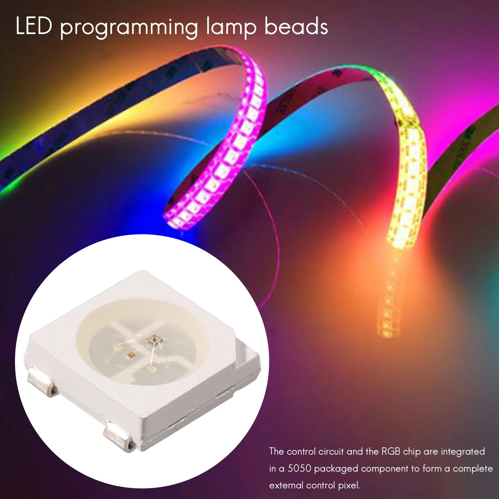 RGB LED 칩, 개별 주소 지정 가능 칩 픽셀, 5050SMD 백색 PCB, WS2812, WS2812B, DC5V, 100 개