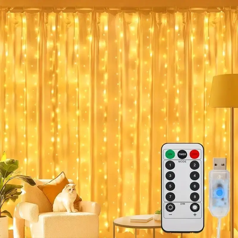 

Room Decoration Festoon LED Fairy Curtain Light String USB Plug with Remote Wedding Outdoor Garden Camping Decor Garland Lamp