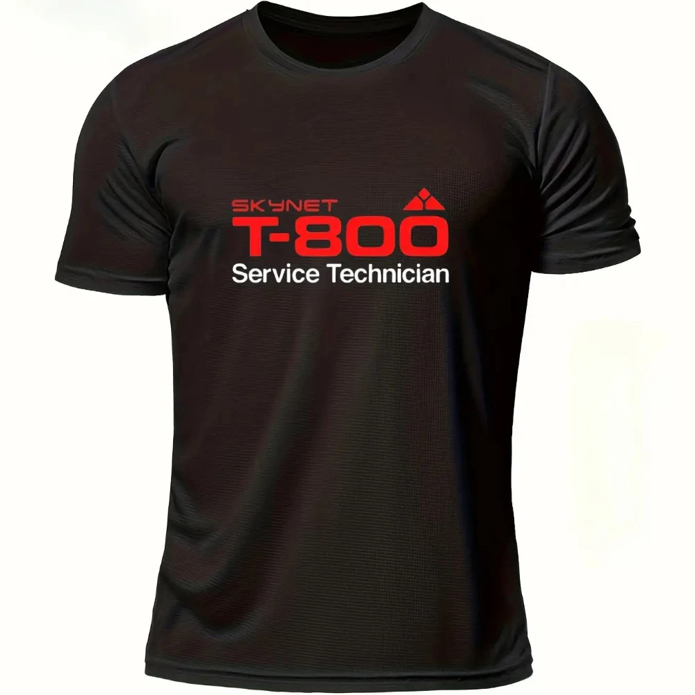 Camiseta Cyberpunk SKYNET T-800 Terminator para Hombre, Diseño Retro Tecnológico de los 80, Cuello Redondo, Manga Corta, Malla Transpirable