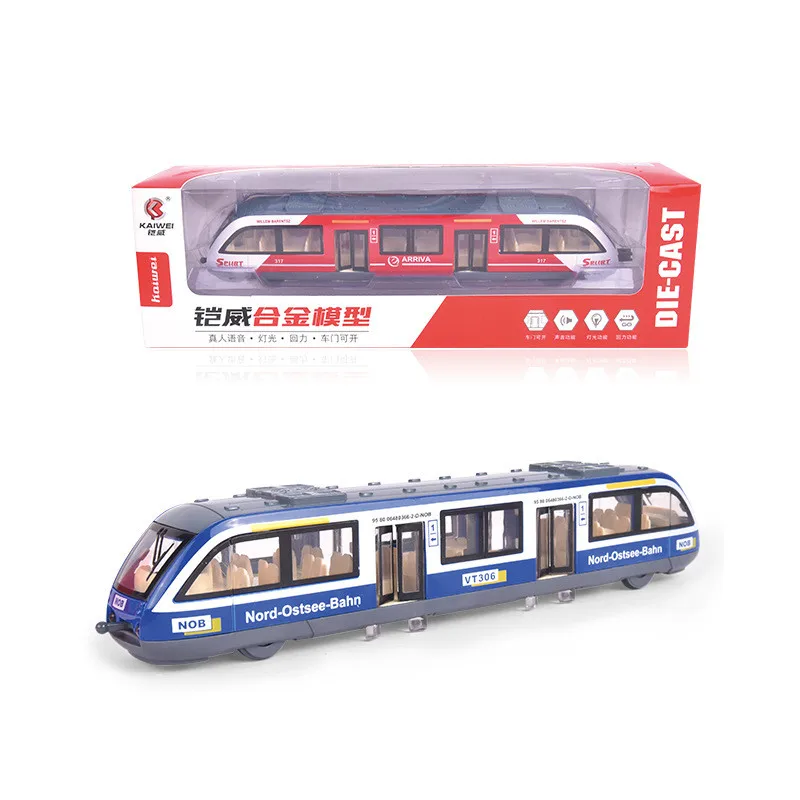 Modelo de tranvía del metro extraíble de aleación 1:87, juguete de tren de embalaje original, sonido y luz simulados, venta al por mayor