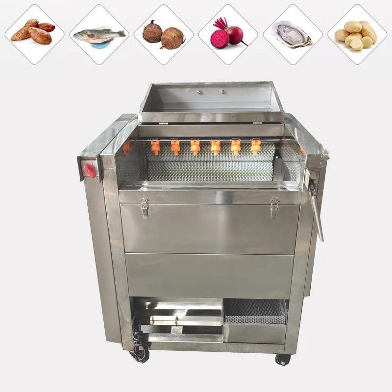 Professional Vegetable Fruit Brush Washing Machine Chili Potato Carrot Peeling Cleaning Machine