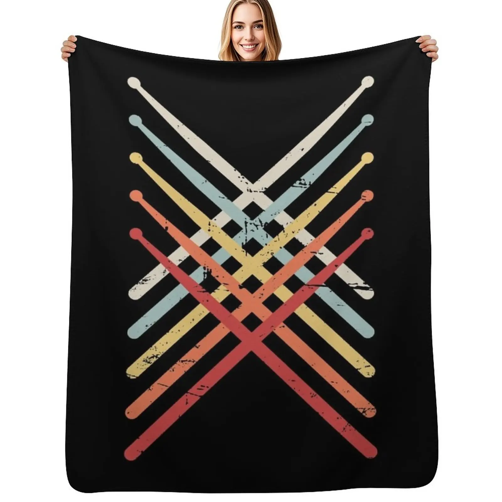 

Retro Vintage Drumsticks Design For Drummers Throw Blanket Multi-Purpose Luxury Sofa Giant Sofa Blankets