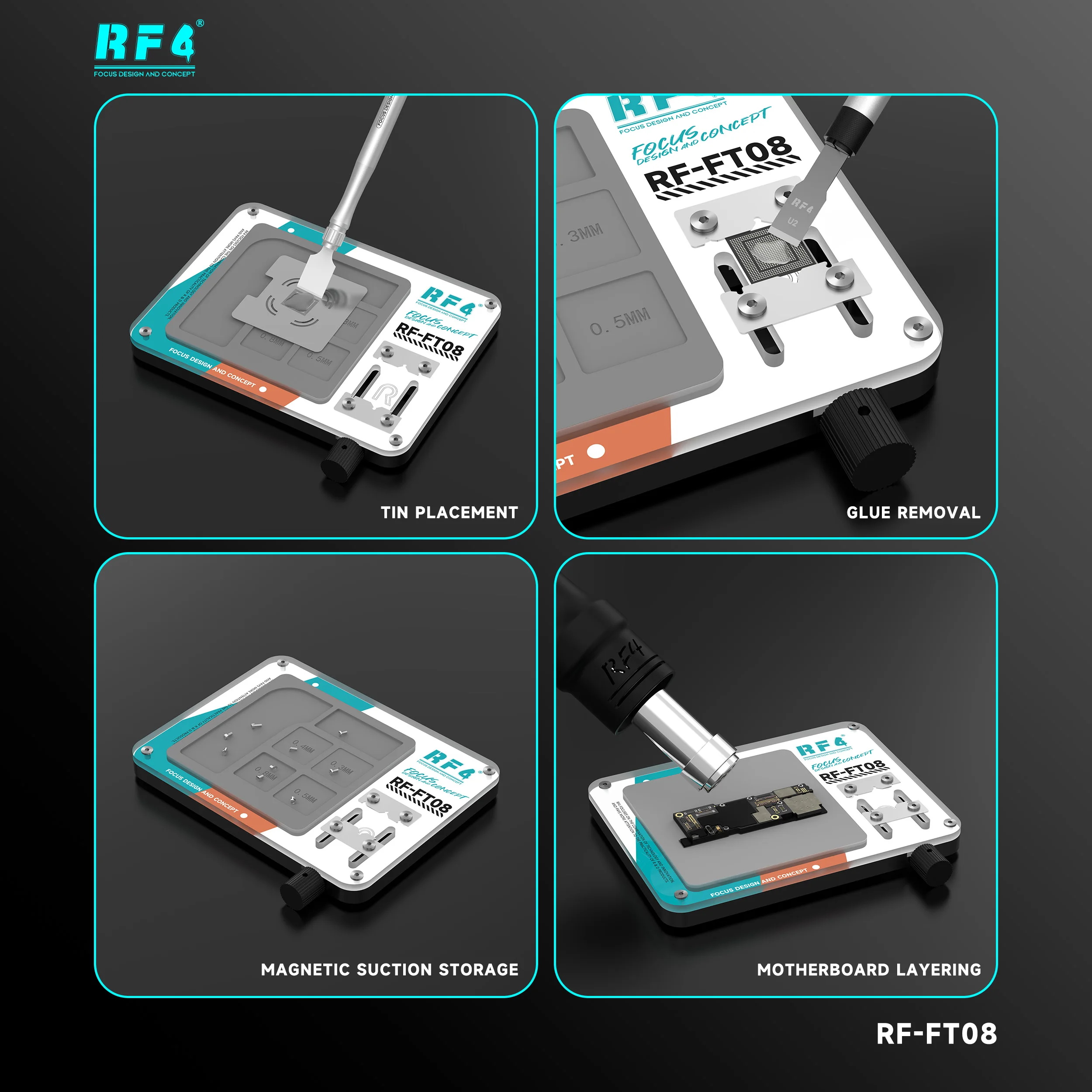 RF4 mobile phone repair chip high temperature resistant tempered glass clip easy-to-clean silicone heat insulation pad