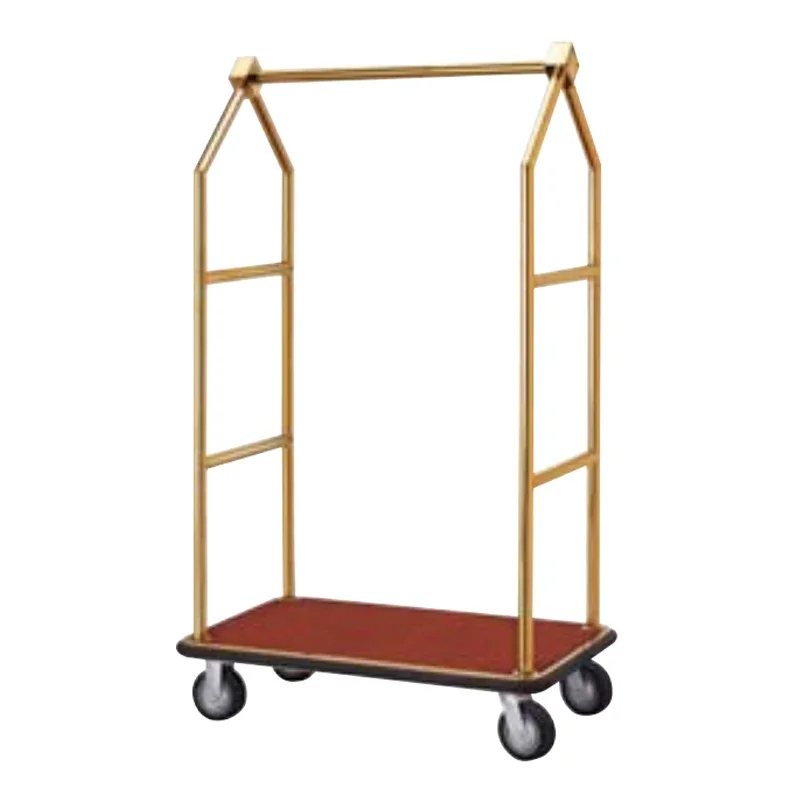 removable Custom Stainless Steel Hotel gold iron portable Bellman  Baggage Cart lobby Luggage Trolley for Hotel