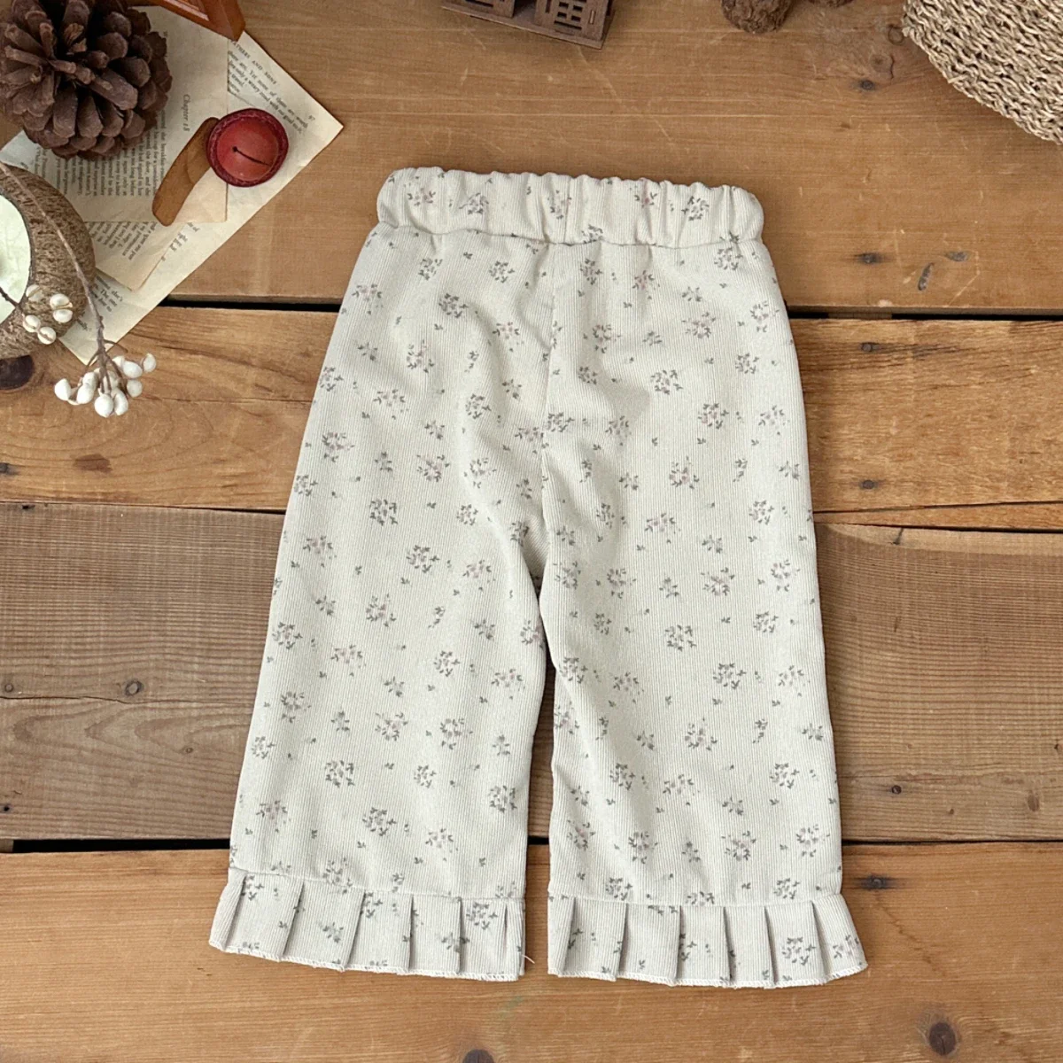 Spring Autumn Baby Girls Pant Korean Version Children Loose Straight Leg Pants Pants 1-3Year Kid Fashion Lace Cuffs Trousers