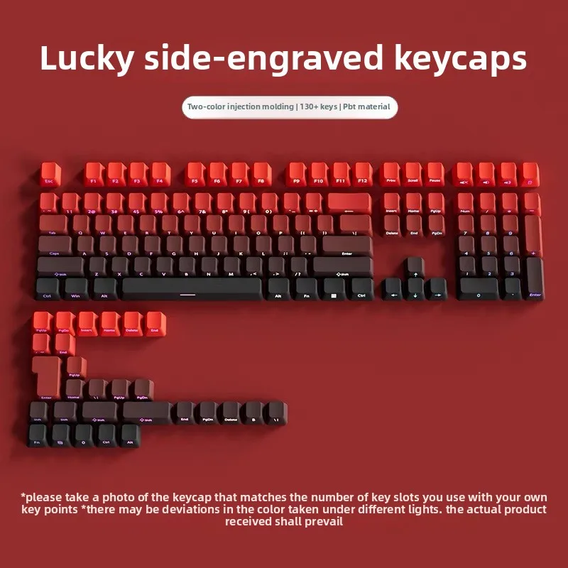 

136-Key Gradient Mechanical Keyboard Keycap Set with Frosted Texture and Side Printing, PBT Wear-Resistant and Oil-Resistant