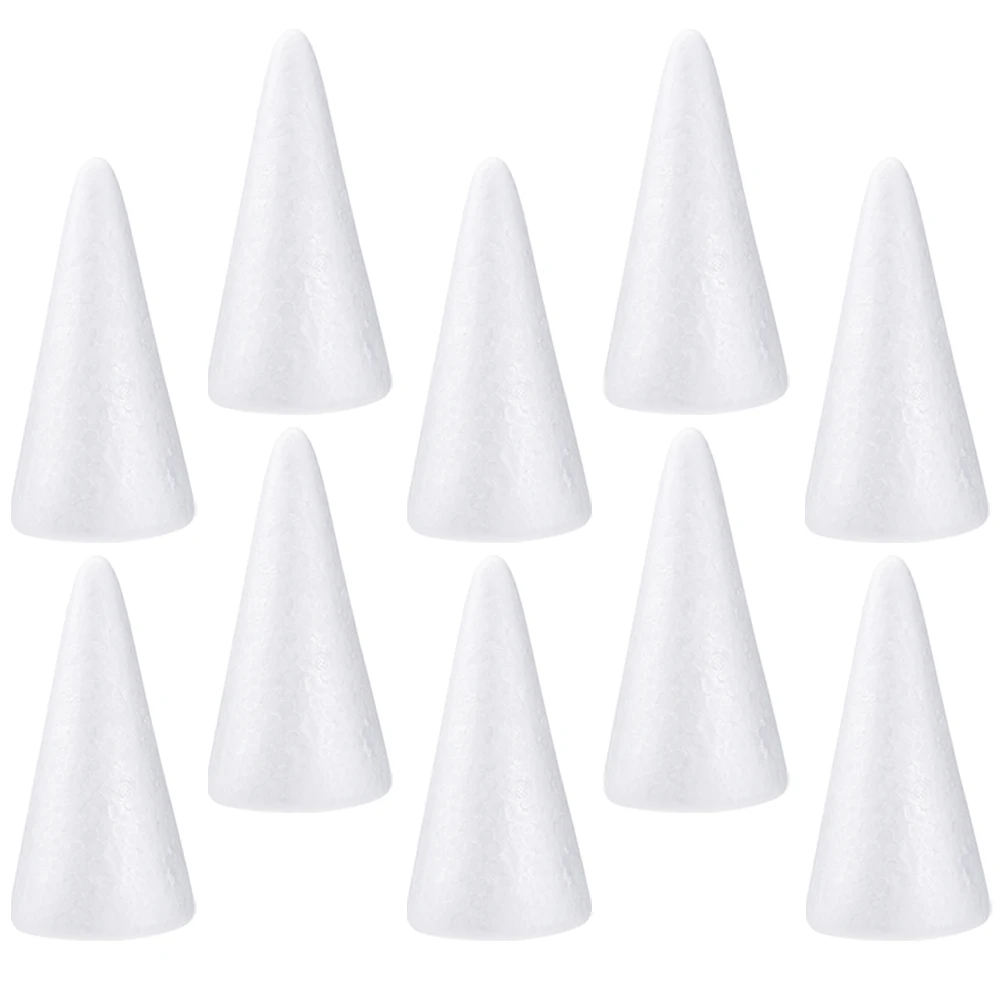 

10pcs Foam Cones White Cone Shape Diy Crafts Material Polystyrene Art Supplies Decoration Centerpiece Ornament