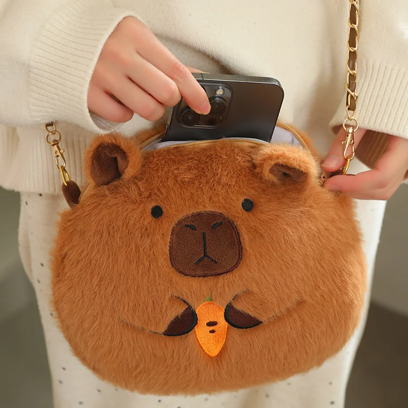 Około 25cm Cartoon Capybara pluszowa torba Kawaii żółw kot zwierząt plecak kosmetyczka portmonetka kreatywny prezent urodzinowy