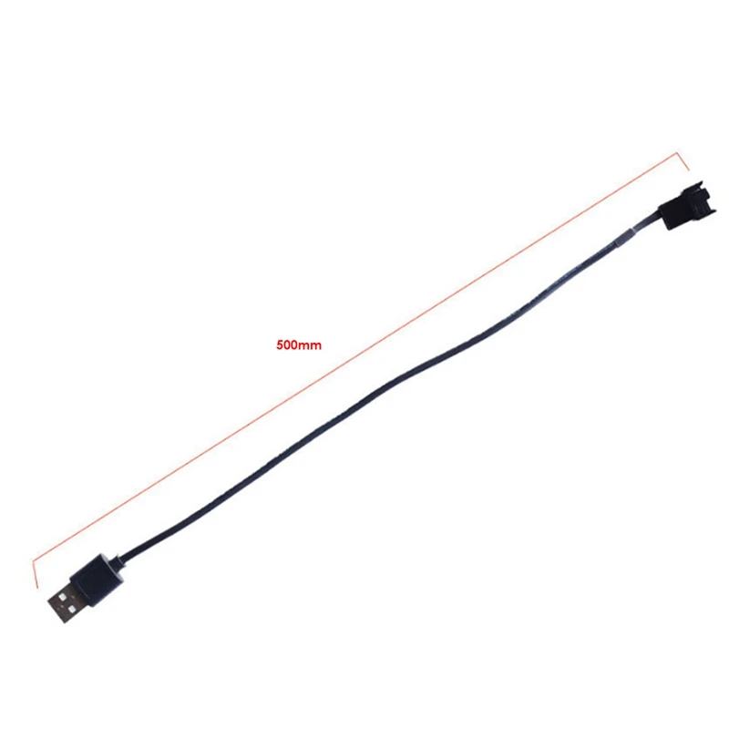 Cable de ventilador de CPU USB a computadora, adaptador de ventilador de 4 pines, 5V, 50CM, Conector de Cable de alimentación de ventilador de computadora