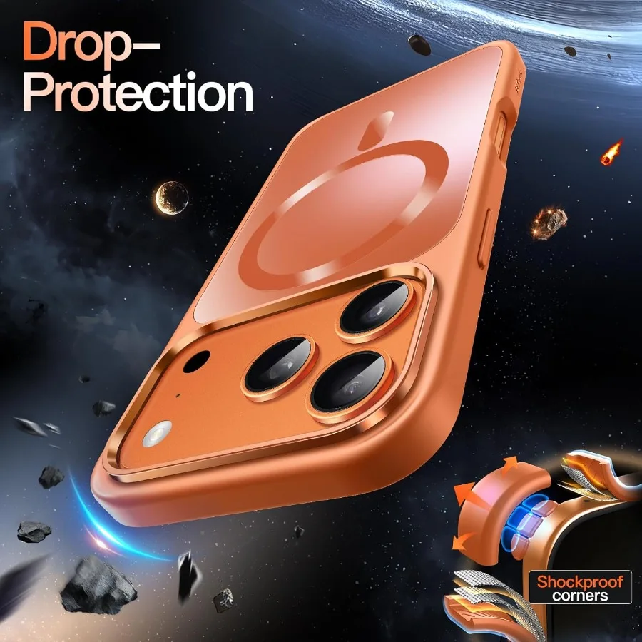 Capa magnética para iPhone 17 Pro Max 6,9 polegadas compatível com MagSafe Luxury Metallic Lustre Matte Back Slim à prova de choque