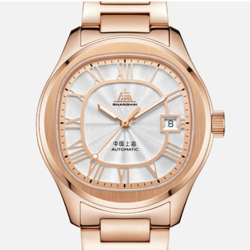 شنغهاي الأصلي تحية جمع التلقائي ساعة ميكانيكية تصميم التلفزيون 40 مللي متر 50 متر مقاوم للماء ساعة اليد الرجال الفاخرة ساعة Reloj