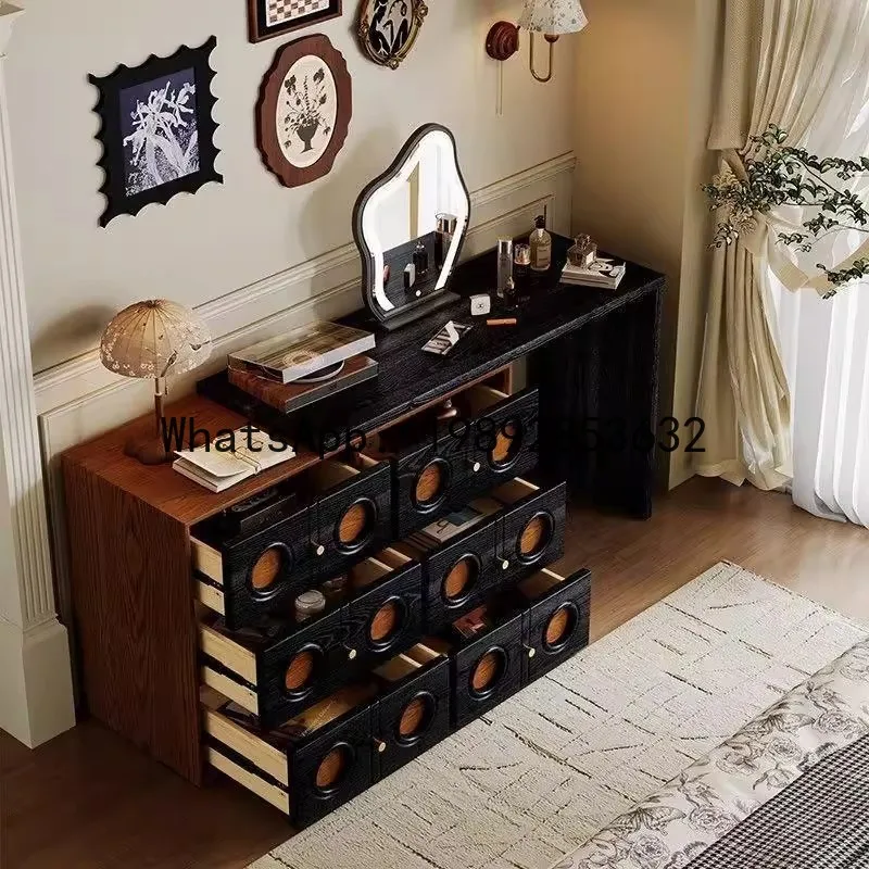 Hys medieval style vanity table - expandable bedroom bedside chest of drawers - corner vanity for small spaces