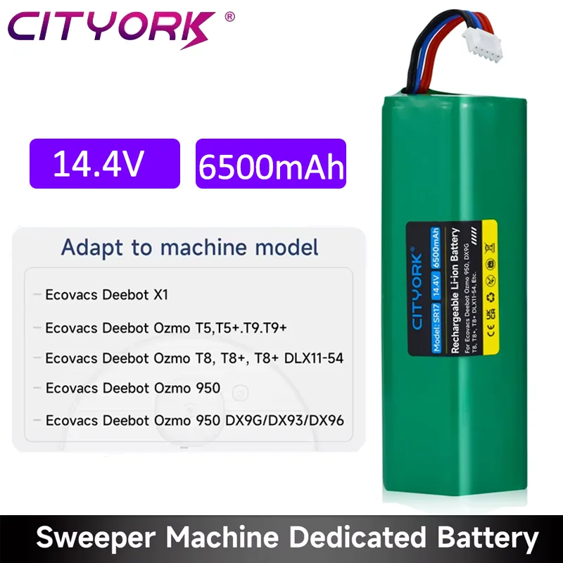 

14.4V 6500mAh Vacuum Cleaner Battery for Ecovacs Deebot T8,T8AIVI,T8+,T5,N5,N8,DJ65,DX33,DX53,T8 AIVI,O950,Ozmo 9er,DLX11-54