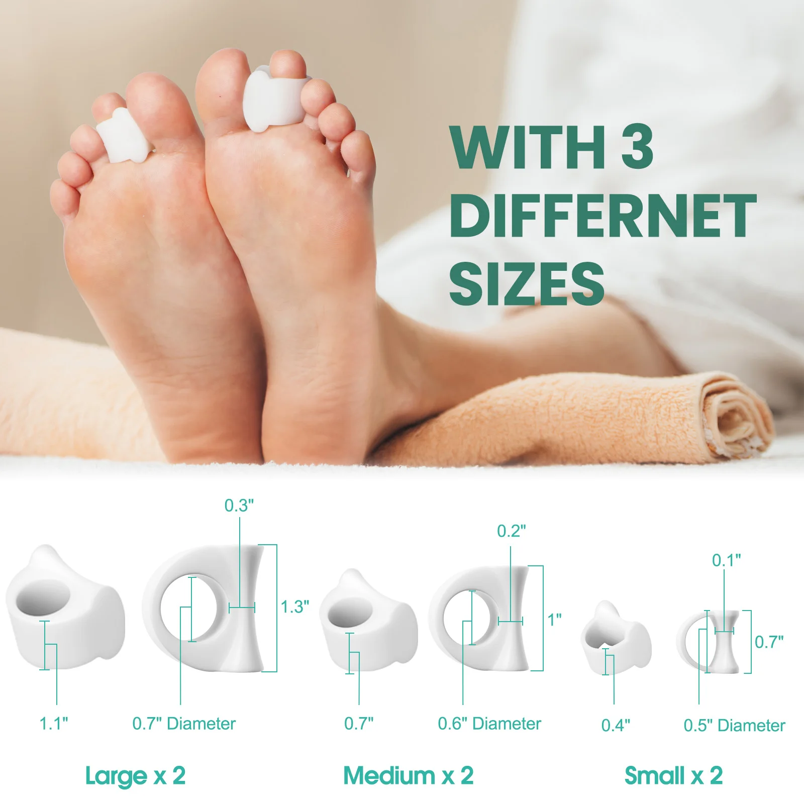 2 Pz/paia Separatore Della Punta Del Silicone Borsite Alluce Valgo Correzione Dita Dei Piedi Sovrapposizione Ortopedia Piede Assistenza Sanitaria Morsetto di Protezione