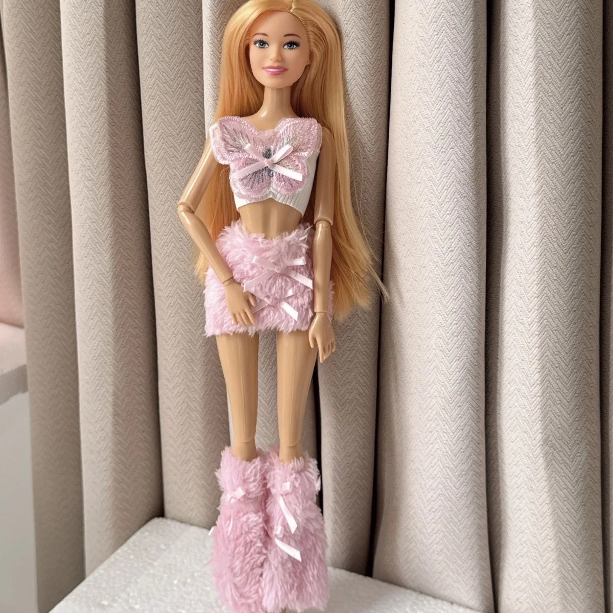 30 cm Süßes Mädchen BABI Prinzessin Puppe Mode Schmetterling + Plüsch Schleife Rock Set 1/6 BJD Weizenhaut Langes Haar Kinder Spielhaus Spielzeug Geschenk