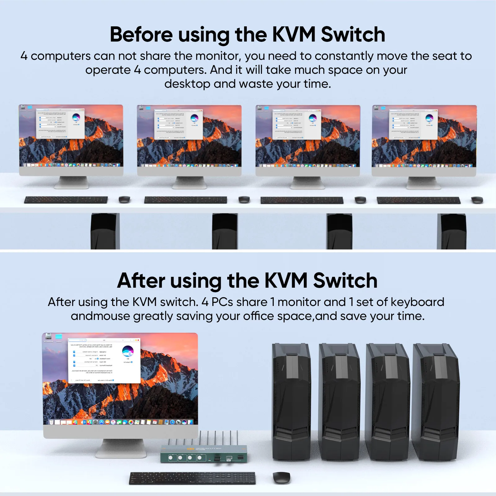 Imagem -04 - Pway-hdmi Interruptor Kvm Suporte de Saída em Hdmi 2.0 Hdcp 2.2 Porta Usb 3.0 Hotkey pc Impressora Teclado Mouse 4k @ 60hz