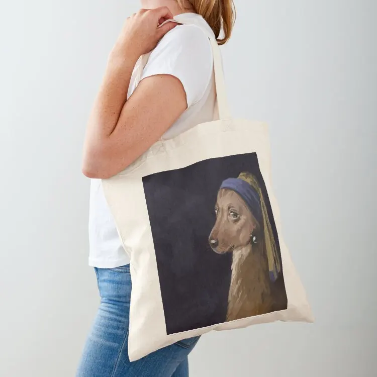

Vermeer Dog - Dog with a Pearl Earring Tote Bag Handbags tote bags cloth bags Candy bags women bag