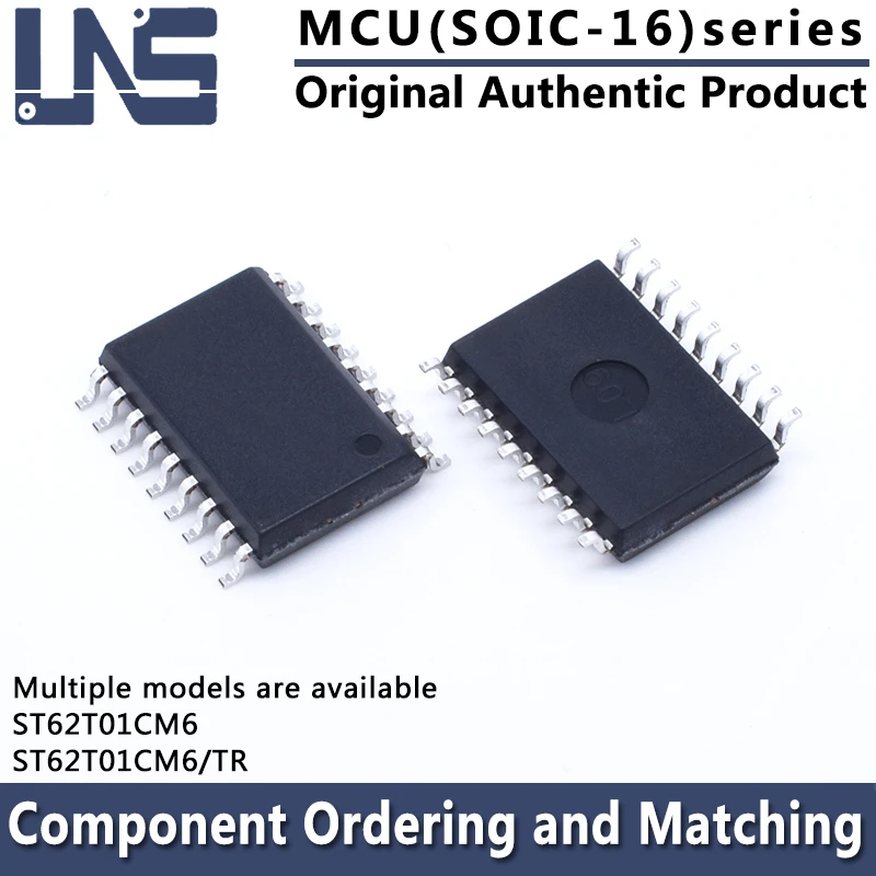 1ชิ้น ST62T01CM6 ST62T01CM6 /tr SOIC-16 7.5มม. 2KB 8-BITMCU OTP