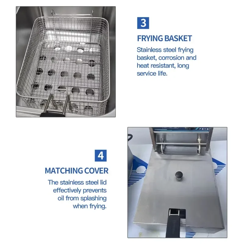 Friggitrice elettrica commerciale in acciaio inossidabile di fabbrica con controllo timer per ristoranti commerciali